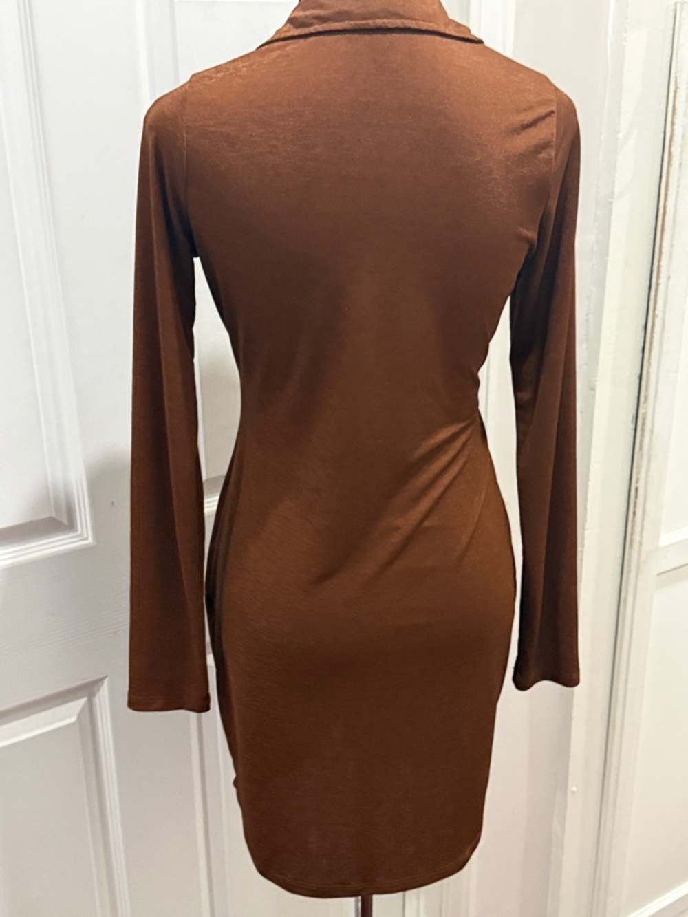 Timing Rust-Brown long sleeve button down dress, Size M - Picture 3 of 6